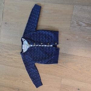Hanna Andersson Girls Navy Blue Button-up Cardigan Winter Holiday Christmas